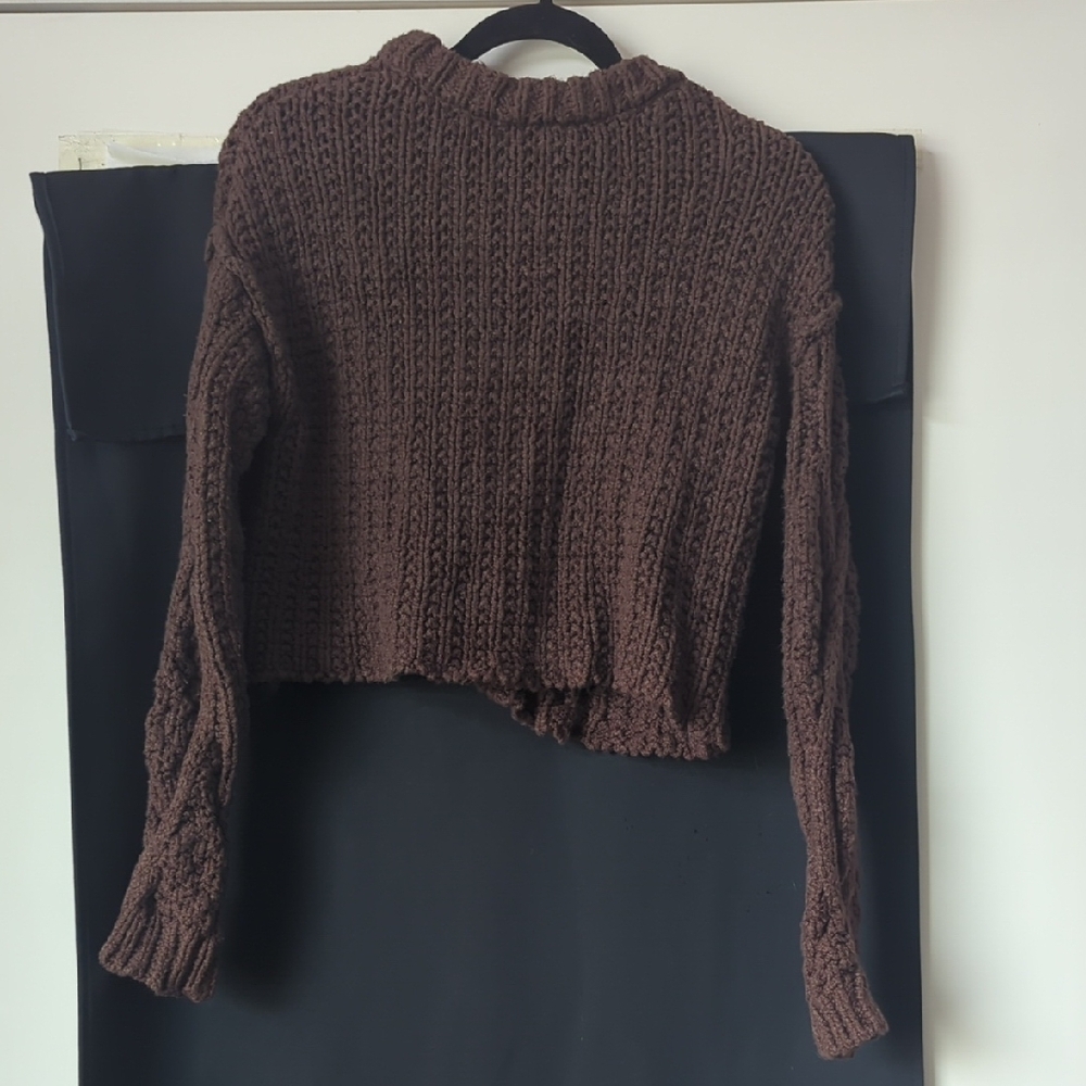 Free People Cable Knit Sweater in Rich Brown - Picture 3 of 5